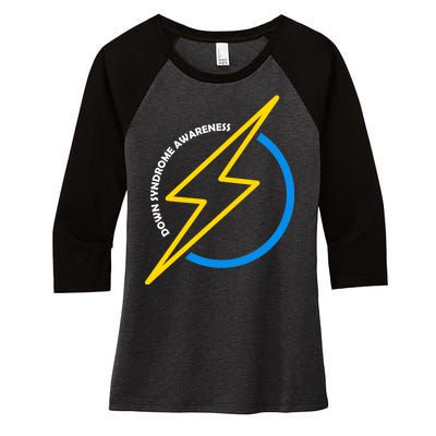 Down Syndrome Awareness Lightning Bolt Women's Tri-Blend 3/4-Sleeve Raglan Shirt