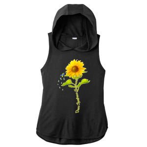 Down Syndrome Awareness Sunflower Ladies PosiCharge Tri-Blend Wicking Draft Hoodie Tank