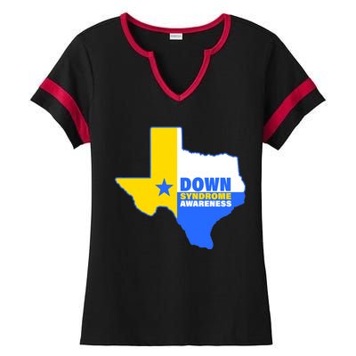 Down Syndrome Awareness Texas State Ladies Halftime Notch Neck Tee