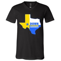 Down Syndrome Awareness Texas State V-Neck T-Shirt