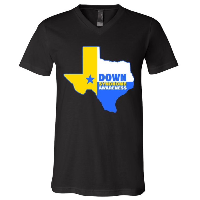 Down Syndrome Awareness Texas State V-Neck T-Shirt