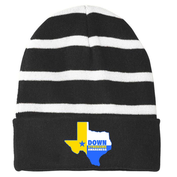 Down Syndrome Awareness Texas State Striped Beanie with Solid Band