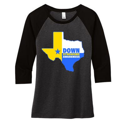 Down Syndrome Awareness Texas State Women's Tri-Blend 3/4-Sleeve Raglan Shirt