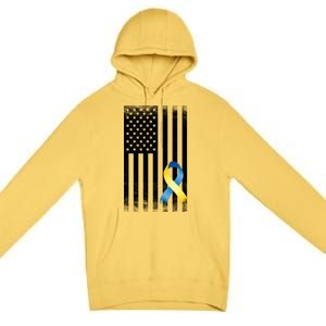 Down Syndrome Awareness USA Flag Premium Pullover Hoodie