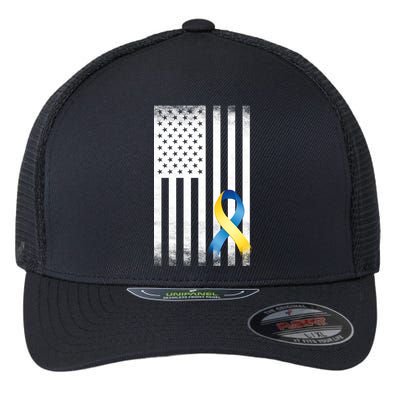 Down Syndrome Awareness USA Flag Flexfit Unipanel Trucker Cap