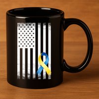 Down Syndrome Awareness USA Flag 11oz C Handle Ceramic Mug