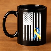 Down Syndrome Awareness USA Flag 11oz C Handle Ceramic Mug