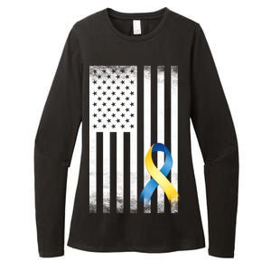 Down Syndrome Awareness USA Flag Womens CVC Long Sleeve Shirt