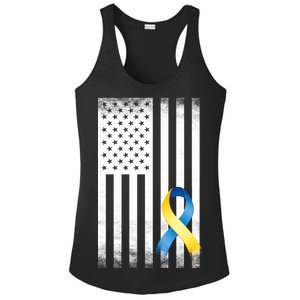 Down Syndrome Awareness USA Flag Ladies PosiCharge Competitor Racerback Tank