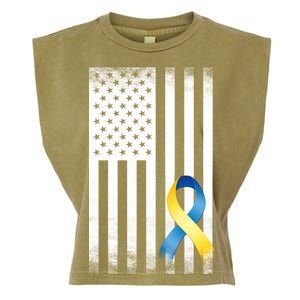 Down Syndrome Awareness USA Flag Garment-Dyed Women's Muscle Tee