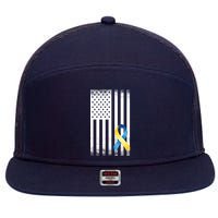 Down Syndrome Awareness USA Flag 7 Panel Mesh Trucker Snapback Hat