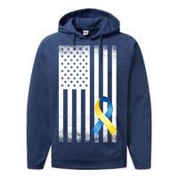 Down Syndrome Awareness USA Flag Performance Fleece Hoodie