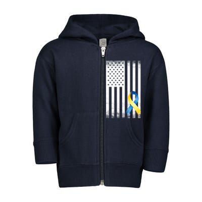 Down Syndrome Awareness USA Flag Toddler Zip Fleece Hoodie