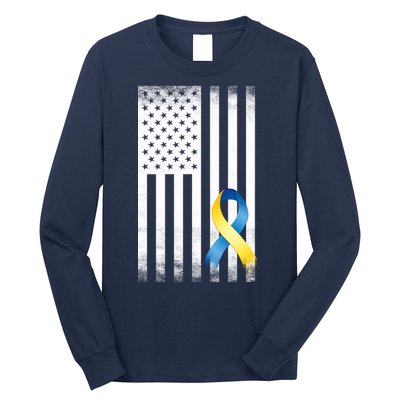 Down Syndrome Awareness USA Flag Long Sleeve Shirt