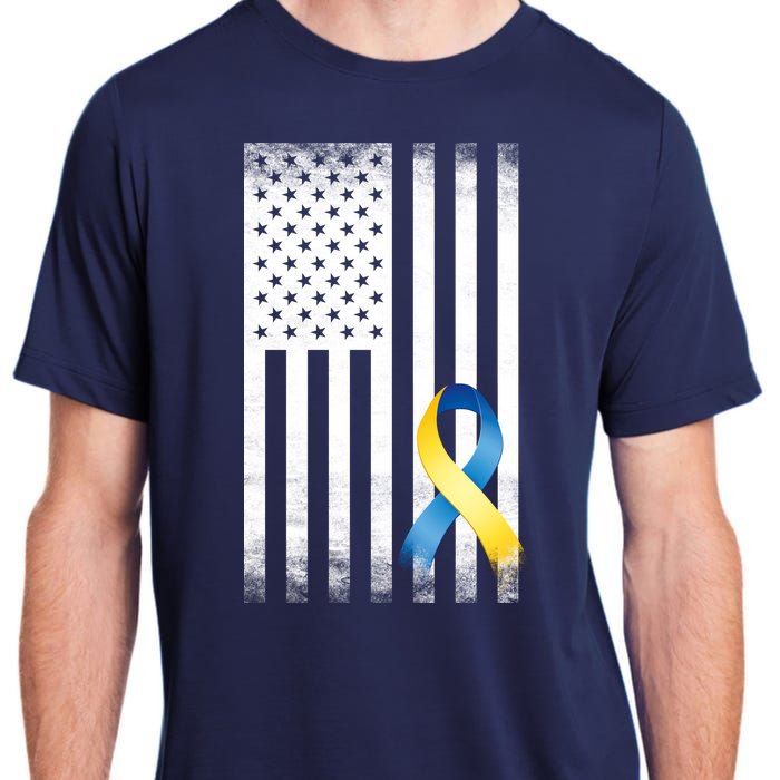 Down Syndrome Awareness USA Flag Adult ChromaSoft Performance T-Shirt