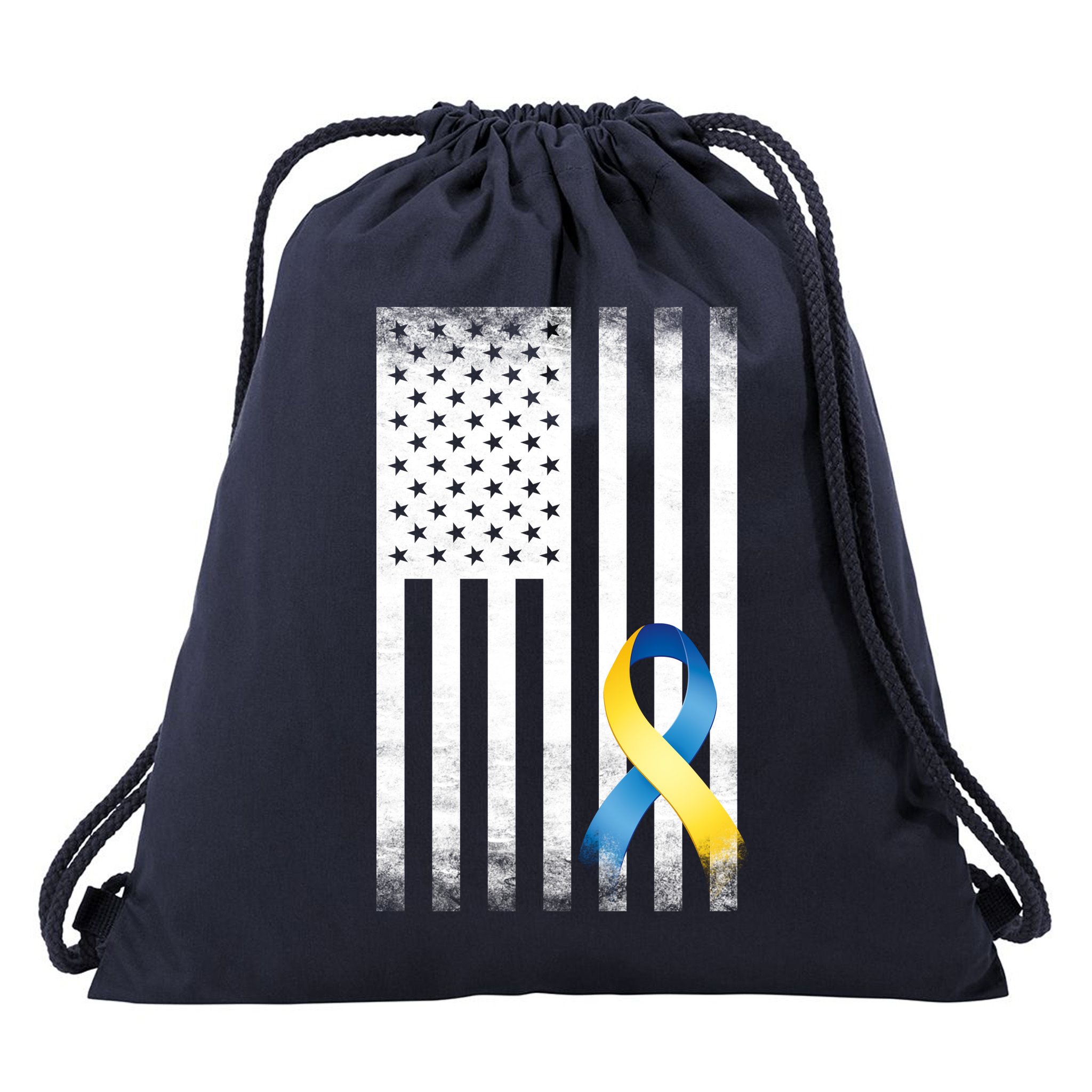 Down Syndrome Awareness USA Flag Drawstring Bag