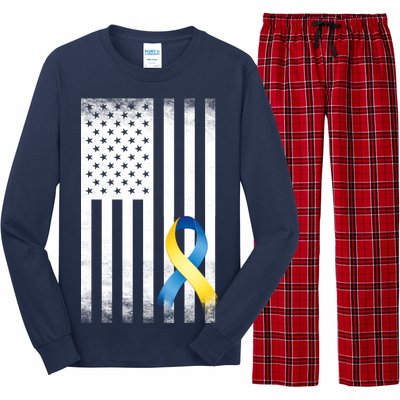 Down Syndrome Awareness USA Flag Long Sleeve Pajama Set