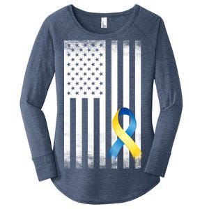 Down Syndrome Awareness USA Flag Women's Perfect Tri Tunic Long Sleeve Shirt