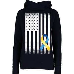 Down Syndrome Awareness USA Flag Womens Funnel Neck Pullover Hood