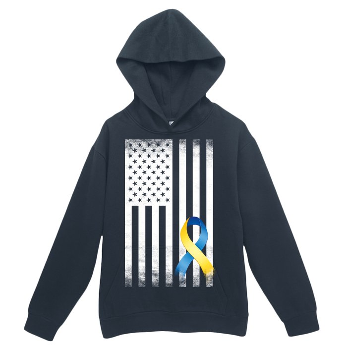 Down Syndrome Awareness USA Flag Urban Pullover Hoodie