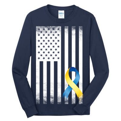 Down Syndrome Awareness USA Flag Tall Long Sleeve T-Shirt