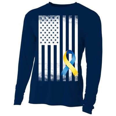 Down Syndrome Awareness USA Flag Cooling Performance Long Sleeve Crew