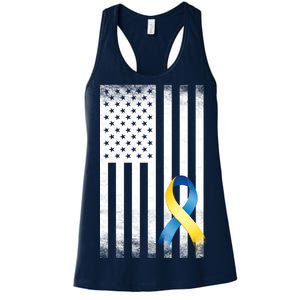 Down Syndrome Awareness USA Flag Women's Racerback Tank