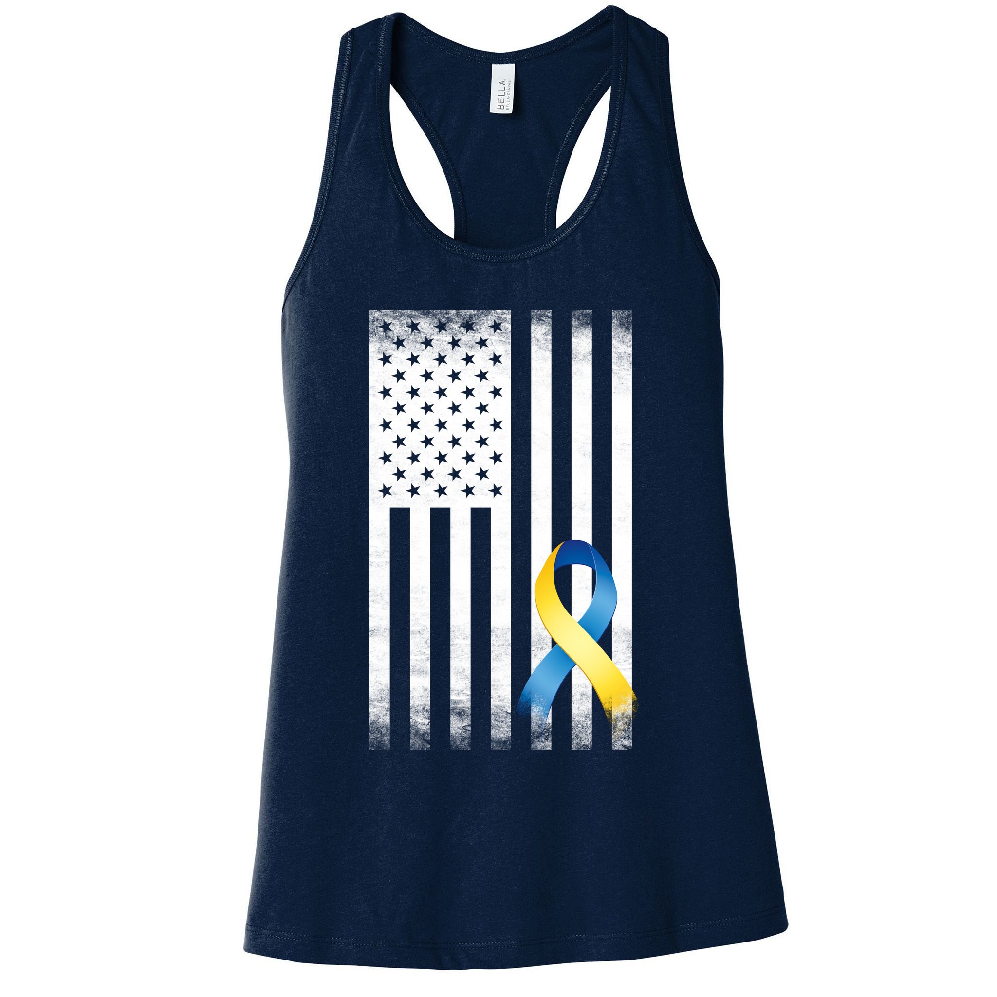 Down Syndrome Awareness USA Flag Womens Tank Top