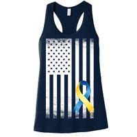 Down Syndrome Awareness USA Flag Women's Racerback Tank