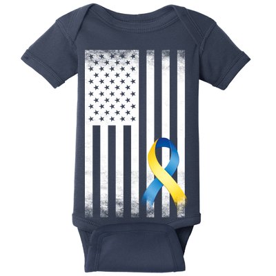 Down Syndrome Awareness USA Flag Baby Bodysuit