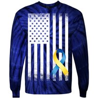 Down Syndrome Awareness USA Flag Tie-Dye Long Sleeve Shirt