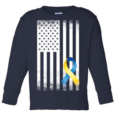 Down Syndrome Awareness USA Flag Toddler Long Sleeve Shirt