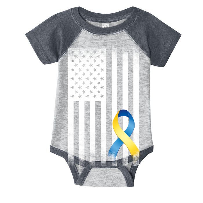 Down Syndrome Awareness USA Flag Infant Baby Jersey Bodysuit