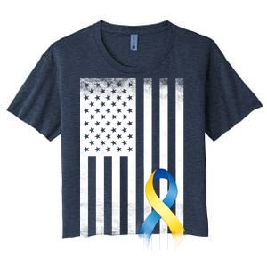 Down Syndrome Awareness USA Flag Women's Crop Top Tee