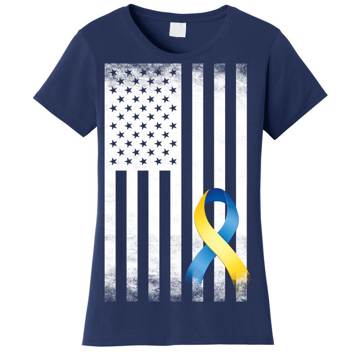 Down Syndrome Awareness USA Flag Women's T-Shirt