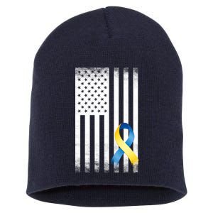 Down Syndrome Awareness USA Flag Short Acrylic Beanie