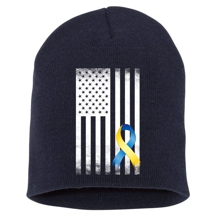 Down Syndrome Awareness USA Flag Short Acrylic Beanie