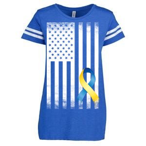 Down Syndrome Awareness USA Flag Enza Ladies Jersey Football T-Shirt