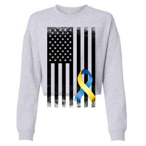 Down Syndrome Awareness USA Flag Cropped Pullover Crew