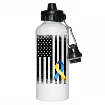 Down Syndrome Awareness USA Flag Aluminum Water Bottle 