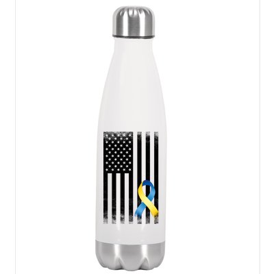 Down Syndrome Awareness USA Flag Stainless Steel Insulated Water Bottle