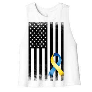 Down Syndrome Awareness USA Flag Women's Racerback Cropped Tank