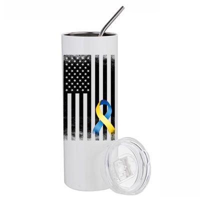 Down Syndrome Awareness USA Flag Stainless Steel Tumbler