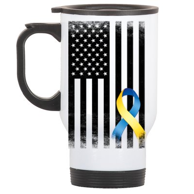 Down Syndrome Awareness USA Flag Stainless Steel Travel Mug