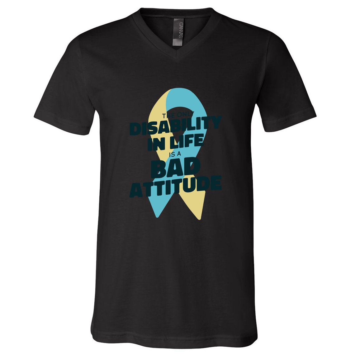 Down Syndrome Bad Attitude V-Neck T-Shirt
