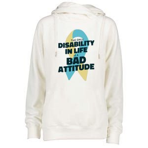 Down Syndrome Bad Attitude Womens Funnel Neck Pullover Hood