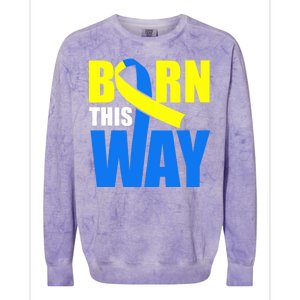 Down Syndrome Born This Way Ribbon Colorblast Crewneck Sweatshirt