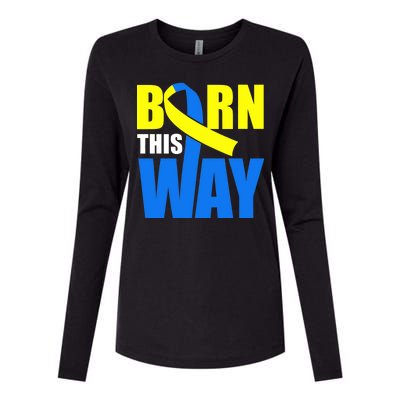 Down Syndrome Born This Way Ribbon Womens Cotton Relaxed Long Sleeve T-Shirt