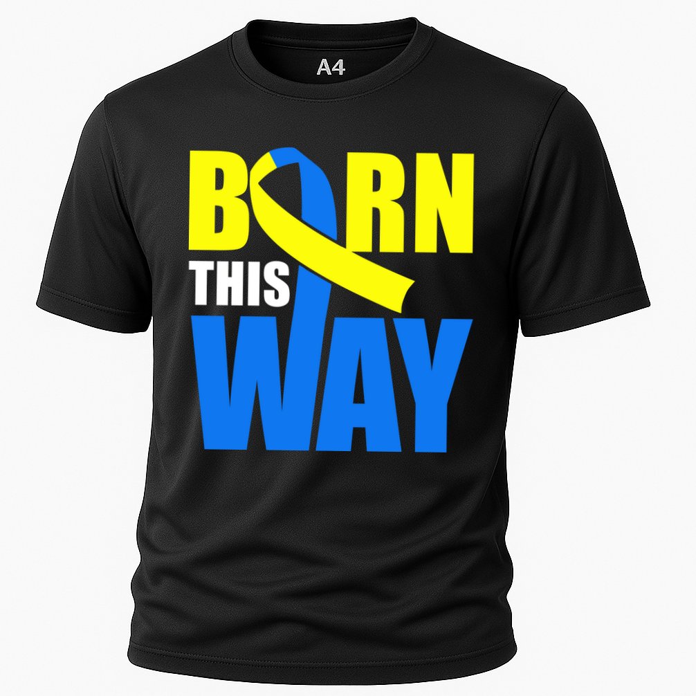 Down Syndrome Born This Way Ribbon Cooling Performance Crew T-Shirt