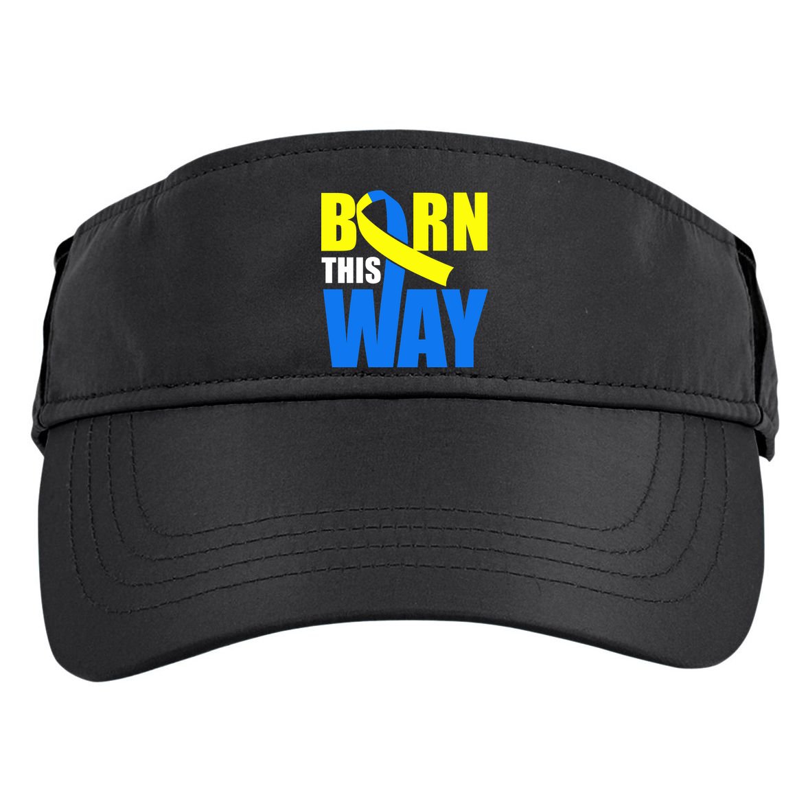 Down Syndrome Born This Way Ribbon Adult Drive Performance Visor